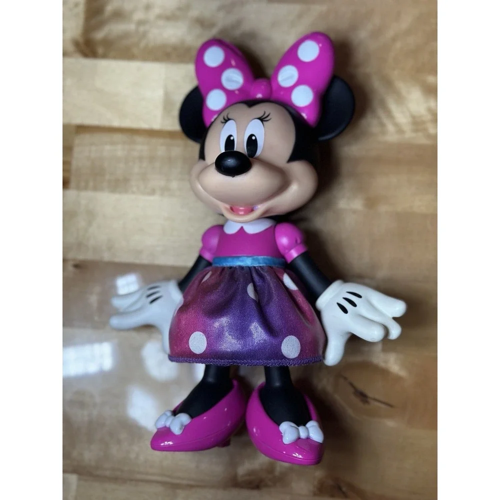 Minnie Mouse Movable Head Arms Legs Hard Plastic 9.5